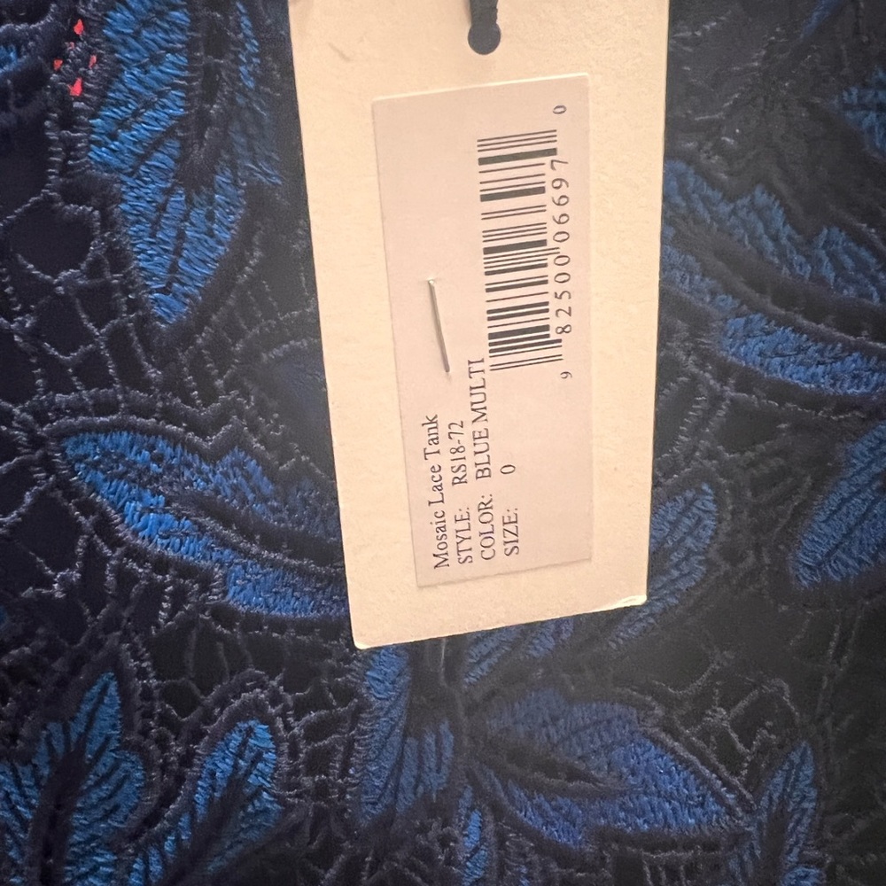 Sea Mosaic Lace Peplum Top In Blue Multi - Picture 8 of 8